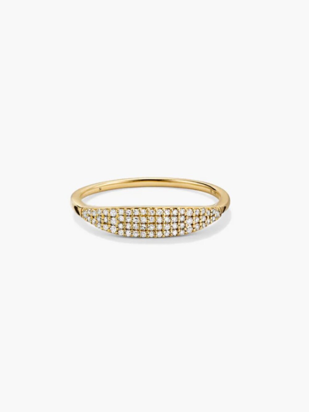 Pavé Diamond Slim Signet ring - Mejuri - size 6
